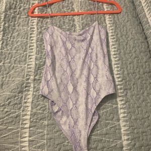 Forever 21 snakeskin bodysuit lavender NWT